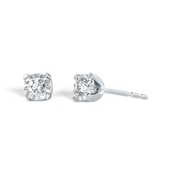 14k White Gold Solitaire Earrings