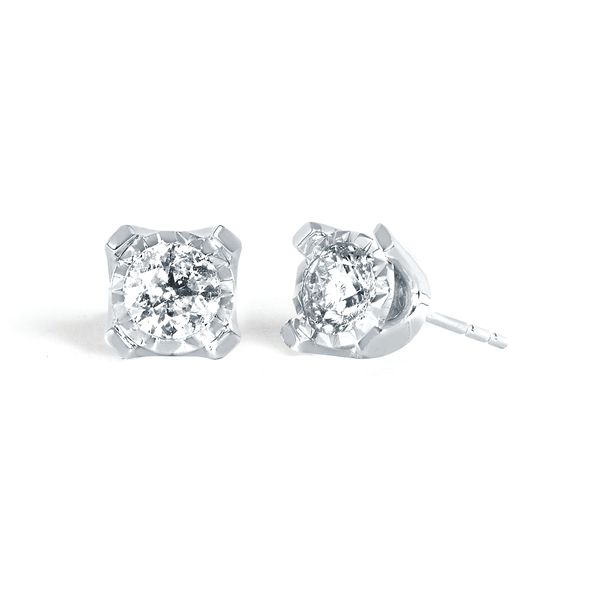 14k White Gold Solitaire Earrings