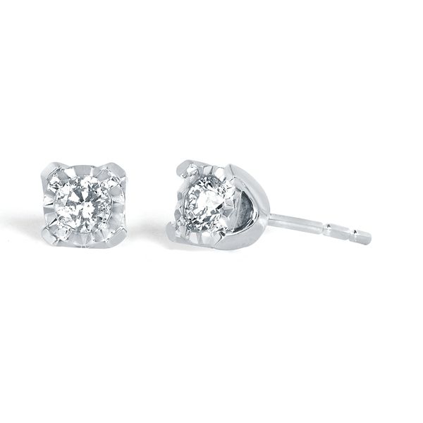 14k White Gold Solitaire Earrings