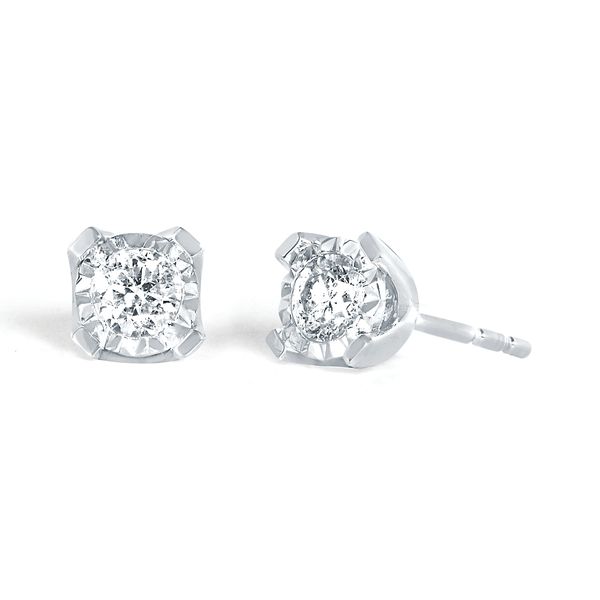 14k White Gold Solitaire Earrings