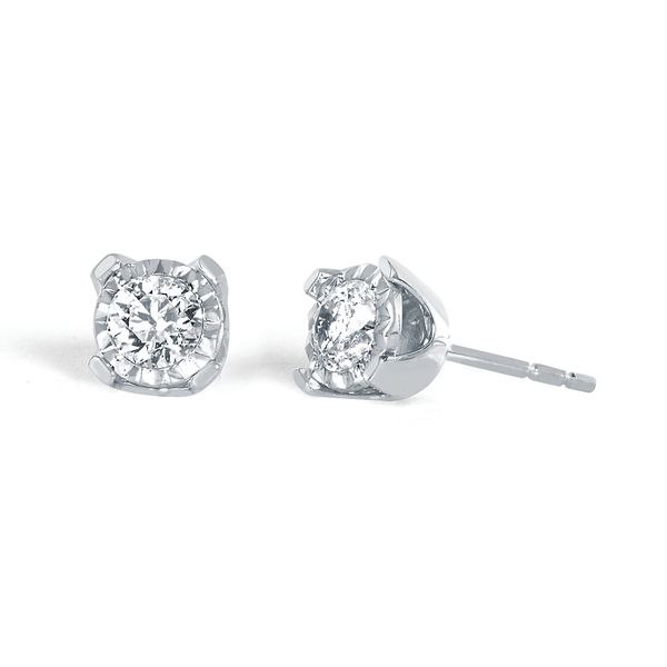 14k White Gold Solitaire Earrings