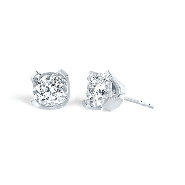 14k White Gold Solitaire Earrings