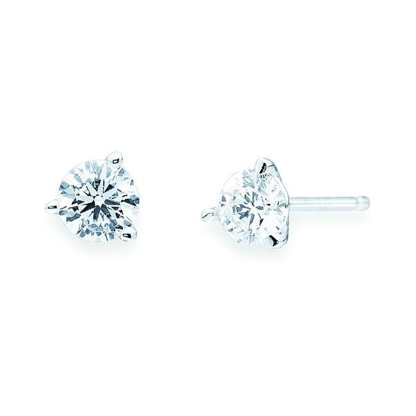14k White Gold Solitaire Earrings