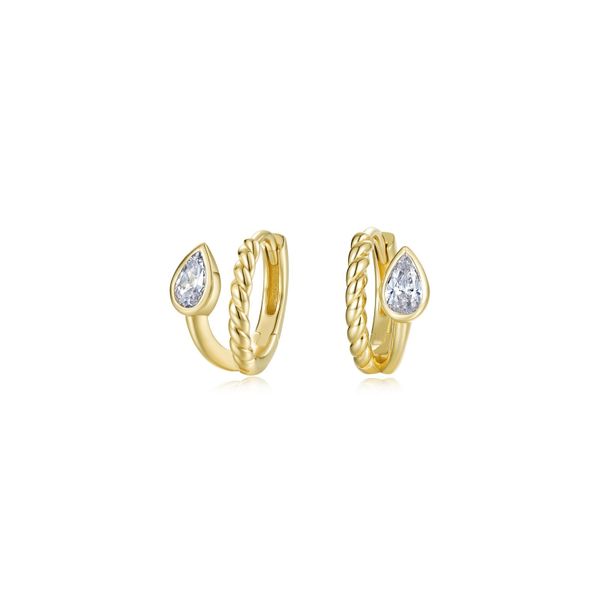 Tessa Bypass Pear Huggie Earrings