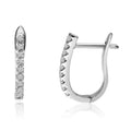 14K White Gold Diamond Hoop Earrings