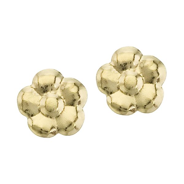 14K Yellow Gold Baby Flower Screwback Earrings