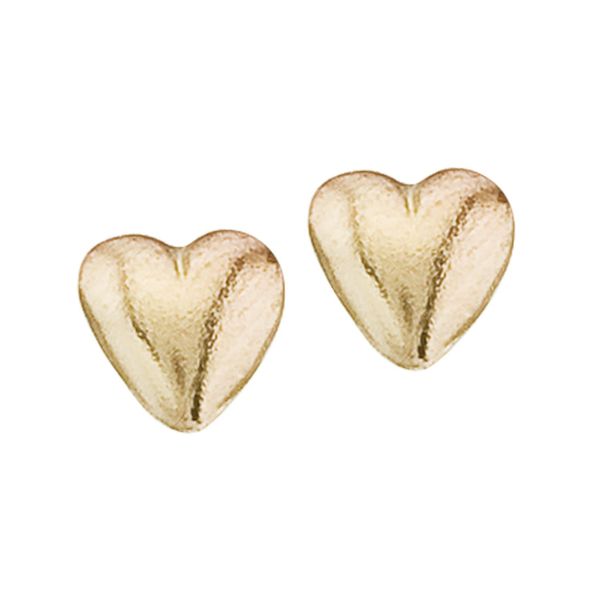 14K Yellow Gold Baby Heart Screwback Earrings
