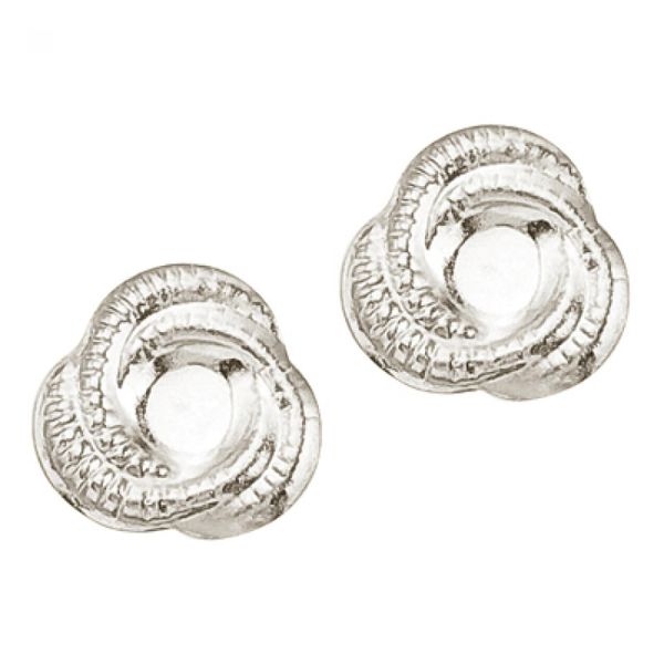 14K White Gold Baby Knot Screwback Earrings
