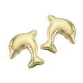 14K Yellow Gold Baby Dolphin Screwback Earrings