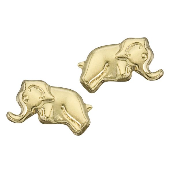 14K Yellow Gold Baby Elephant Screwback Earrings