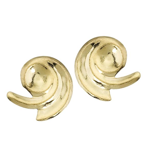 14K Yellow Gold Baby Swirl Screwback Earrings