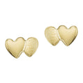 14K Yellow Gold Baby Double Heart Screwback Earrings