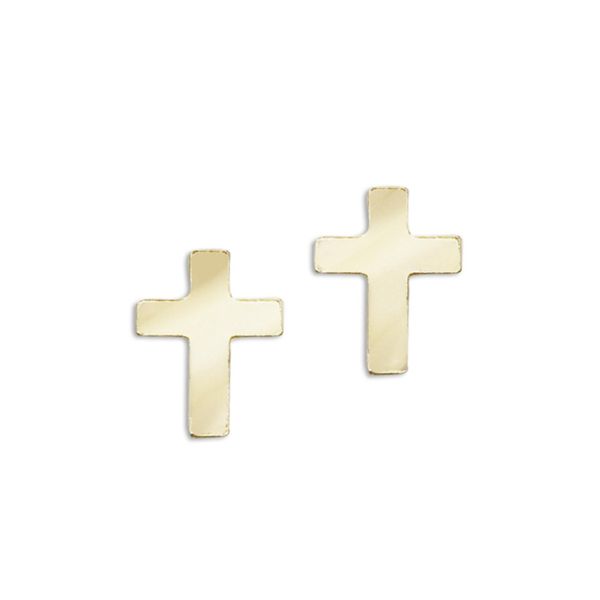 14K Yellow Gold Baby Cross Screwback Earrings