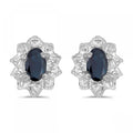 10k White Gold Oval White Topaz And Diamond Earrings