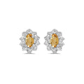 10k White Gold Oval Citrine And Diamond Earrings