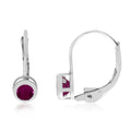 14K White Gold Round Ruby Bezel Lever-back Earrings