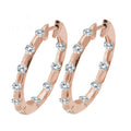 14K Rose Gold Inside Outside Hoop 1 Ct Diamond Earrings