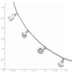 Leslie's Sterling Silver Rhodium-plated Sea Life 9in Plus 1in ext. Anklet - Image 4