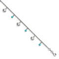 Leslie's Sterling Silver RH-plated Turquoise Shells 9in plus 1in ext. Ankle
