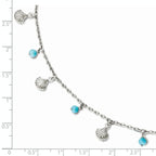Leslie's Sterling Silver RH-plated Turquoise Shells 9in plus 1in ext. Ankle - Image 4