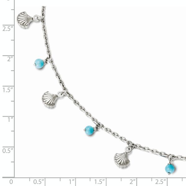 Leslie's Sterling Silver RH-plated Turquoise Shells 9in plus 1in ext. Ankle - Image 4