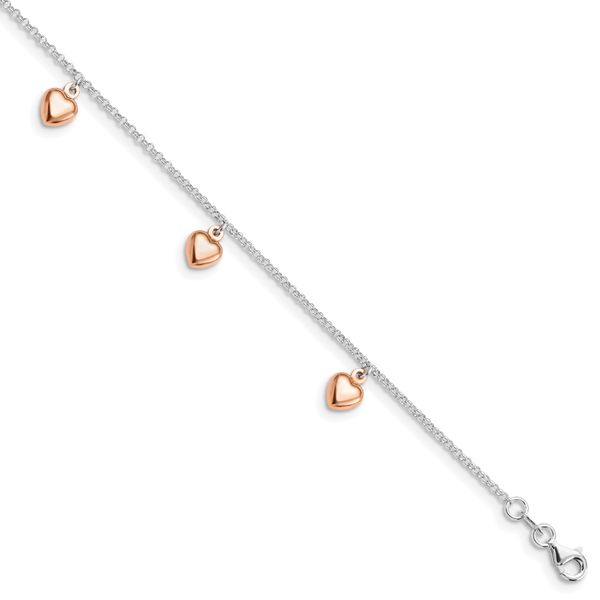 Leslie's Sterling Silver Rose-tone 18K Flash-plated 9in Plus 1in ext. Ankle