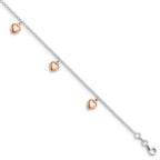 Leslie's Sterling Silver Rose-tone 18K Flash-plated 9in Plus 1in ext. Ankle