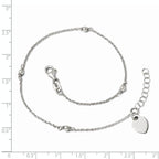 Leslie's Sterling Silver Rhodium-plated Heart Charm 9in Plus w/1in ext. Ank - Image 4
