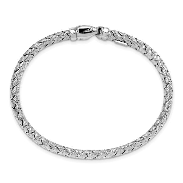 Sterling Rhodium-plated Weaved Silver Bangle - Image 2