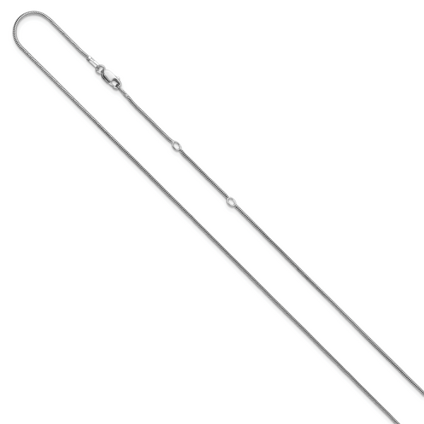 Leslie's SS Rh-plat 1.1mm Round Snake 1in+1in Adjustable Chain - Image 2