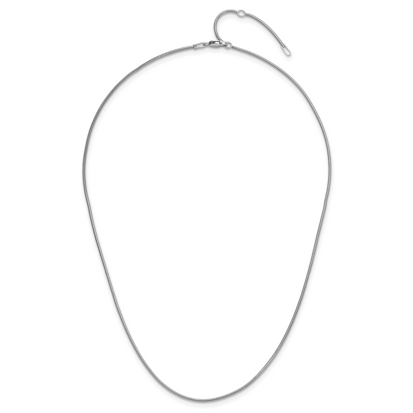 Leslie's SS Rh-plat 1.1mm Round Snake 1in+1in Adjustable Chain - Image 4