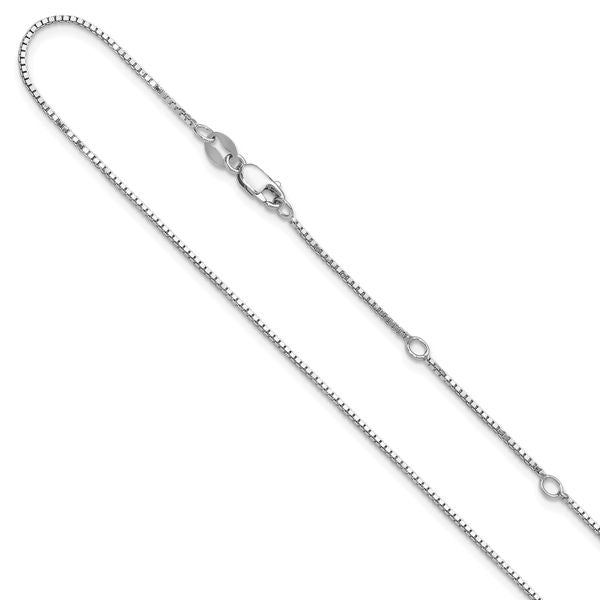 Leslie's SS Rh-plated .95mm Box 1in+1in Adjustable Chain