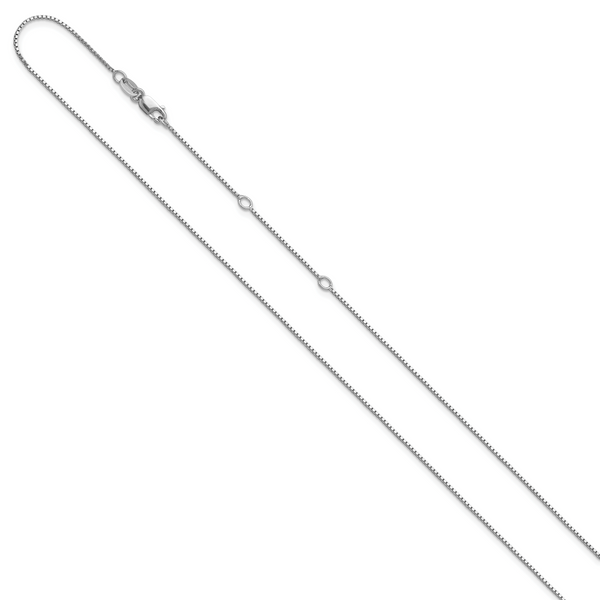 Leslie's SS Rh-plated .85mm Box 1in+1in Adjustable Chain - Image 2