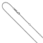 Leslie's SS Rh-plate Polish/Dia-cut 1.45mm Cable 1in+1in Adjustable Chain