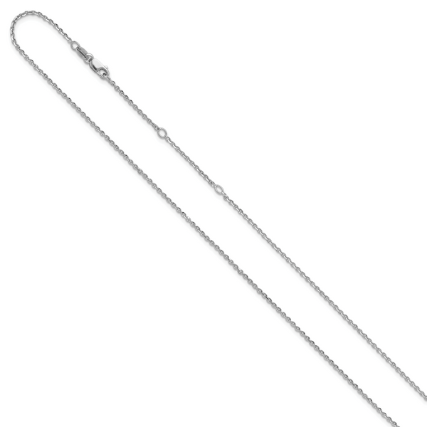 Leslie's SS Rh-plate Polish/Dia-cut 1.45mm Cable 1in+1in Adjustable Chain - Image 2