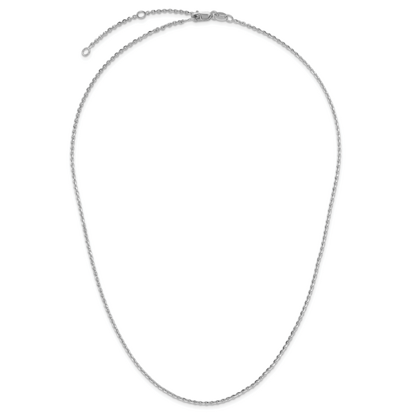 Leslie's SS Rh-plate Polish/Dia-cut 1.45mm Cable 1in+1in Adjustable Chain - Image 3