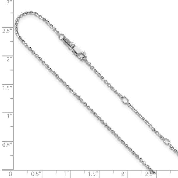 Leslie's SS Rh-plate Polish/Dia-cut 1.45mm Cable 1in+1in Adjustable Chain - Image 4