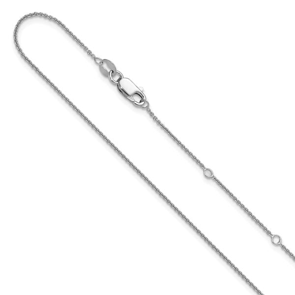 Leslie's Sterling Silver Rh-plated 1.1mm Rolo 1in+1in Adjustable Chain