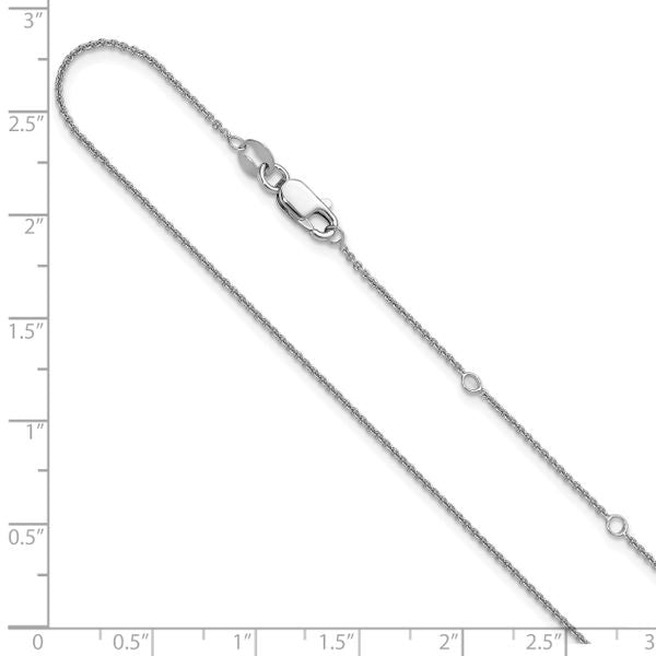 Leslie's Sterling Silver Rh-plated 1.1mm Rolo 1in+1in Adjustable Chain - Image 3