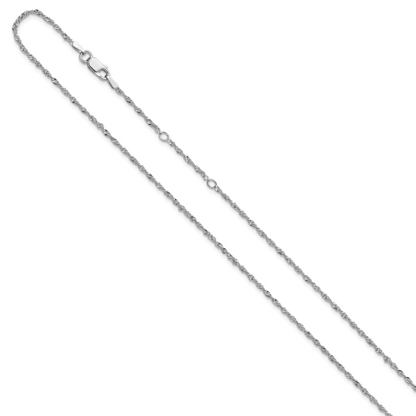 Leslie's Sterling Silver Rh-plated 1.6mm Singapore 1in+1in Adjustable Chain - Image 2