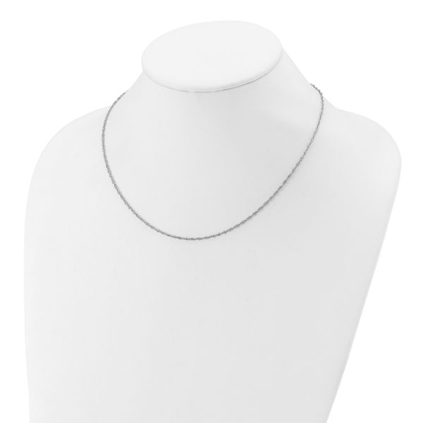 Leslie's Sterling Silver Rh-plated 1.6mm Singapore 1in+1in Adjustable Chain - Image 3