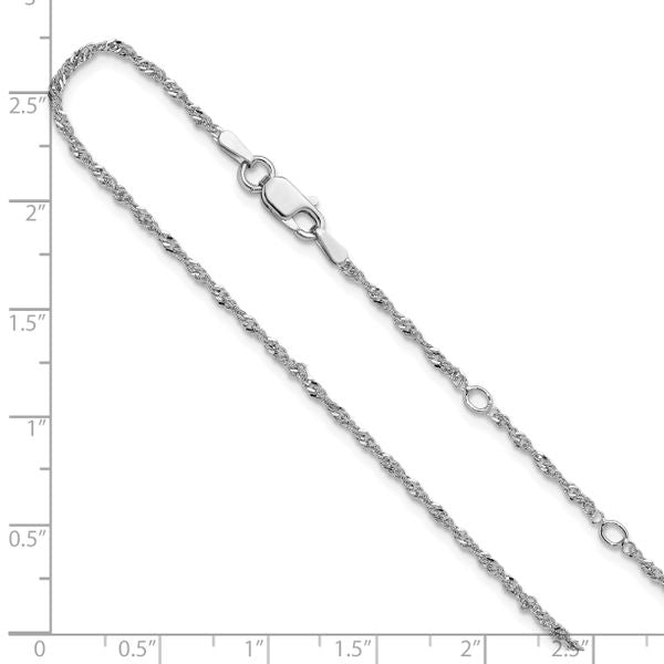 Leslie's Sterling Silver Rh-plated 1.6mm Singapore 1in+1in Adjustable Chain - Image 4
