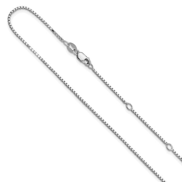 Leslie's SS Rh-plated 1.1mm Box 1in+1in Adjustable Chain