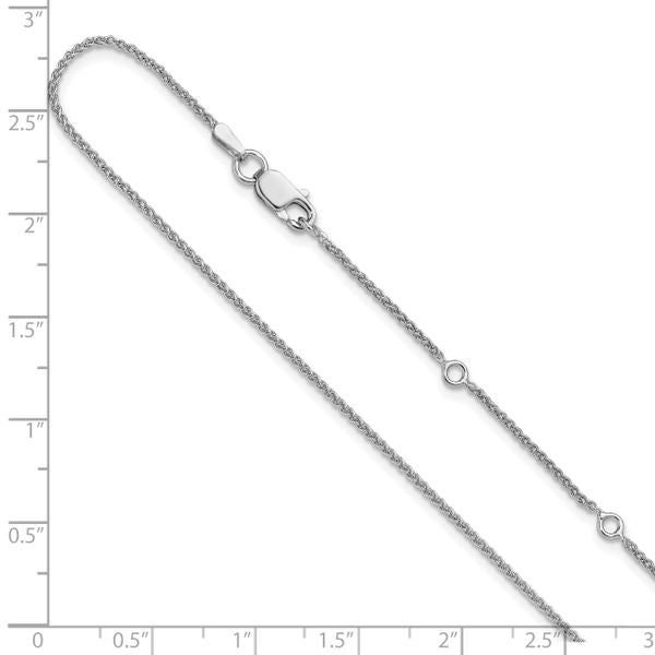 Leslie's Sterling Silver Rh-plated 1.3mm Spiga 1in+1in Adjustable Chain - Image 4
