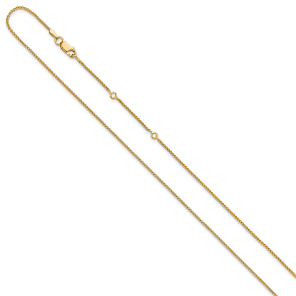 Leslie's Sterling Silver Gold-plated 1.3mm Spiga 1in+1in Adjustable Chain - Image 2