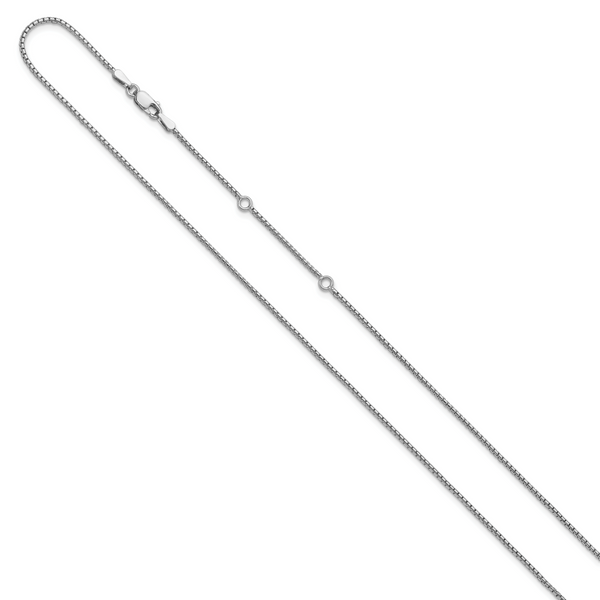 Leslie's Sterling Silver Rh-plated 1.2mm Round Box 1in+1in Adj. Chain - Image 2