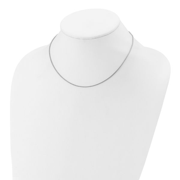 Leslie's Sterling Silver Rh-plated 1.2mm Round Box 1in+1in Adj. Chain - Image 3