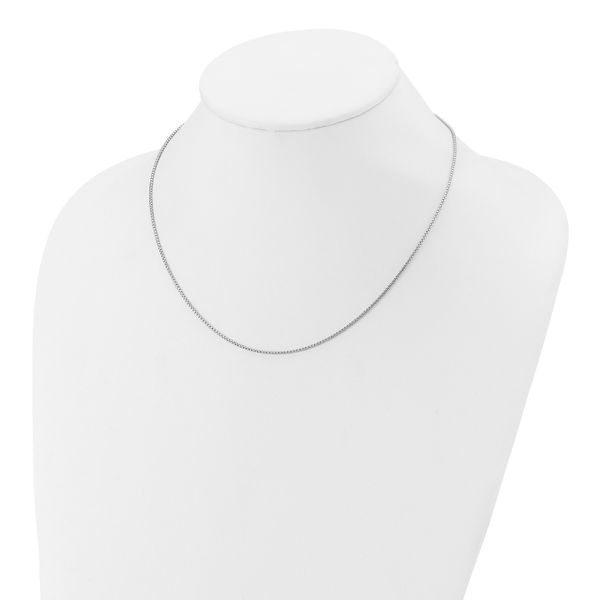 Leslie's Sterling Silver Rh-plated 1.2mm Round Box 1in+1in Adj. Chain - Image 4