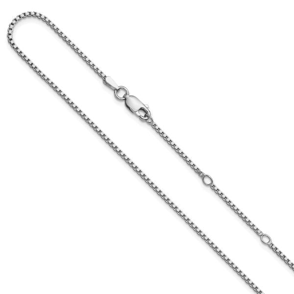 Leslie's SS Rh-plated 1.3mm Box 1in+1in Adjustable Chain