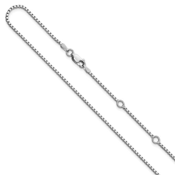 Leslie's SS Rh-plated 1.4mm Box 1in+1in Adjustable Chain